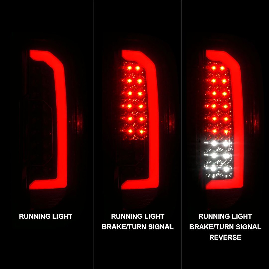 Anzo USA Tail Light Assembly, LED, Smoke Lens, Black Housing, Red/ White, Set of 2, With C Light Bar – 311433