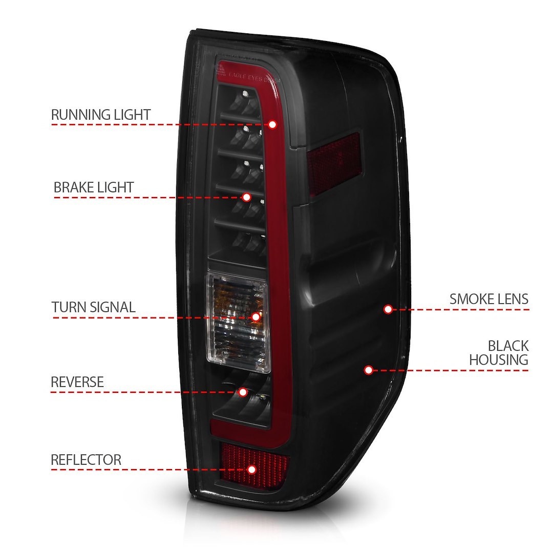 Anzo USA Tail Light Assembly, LED, Smoke Lens, Black Housing – 311444