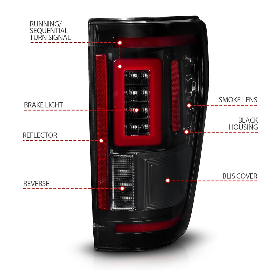 Anzo USA Tail Light Assembly, Smoke Lens, Black Housing, LED Bulb – 311476