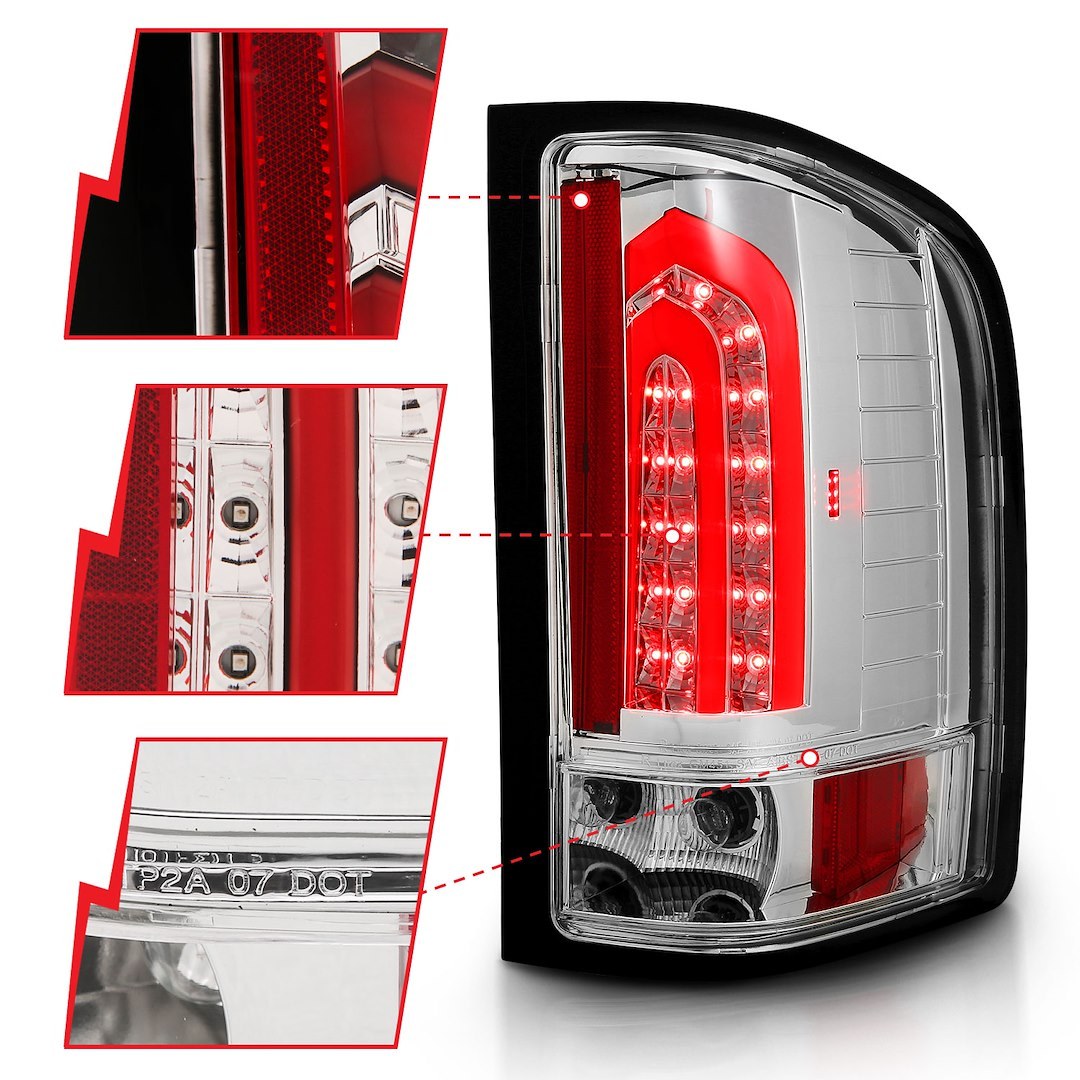 Anzo USA Tail Light Assembly, LED, Chrome Housing, Set of 2 – 321341
