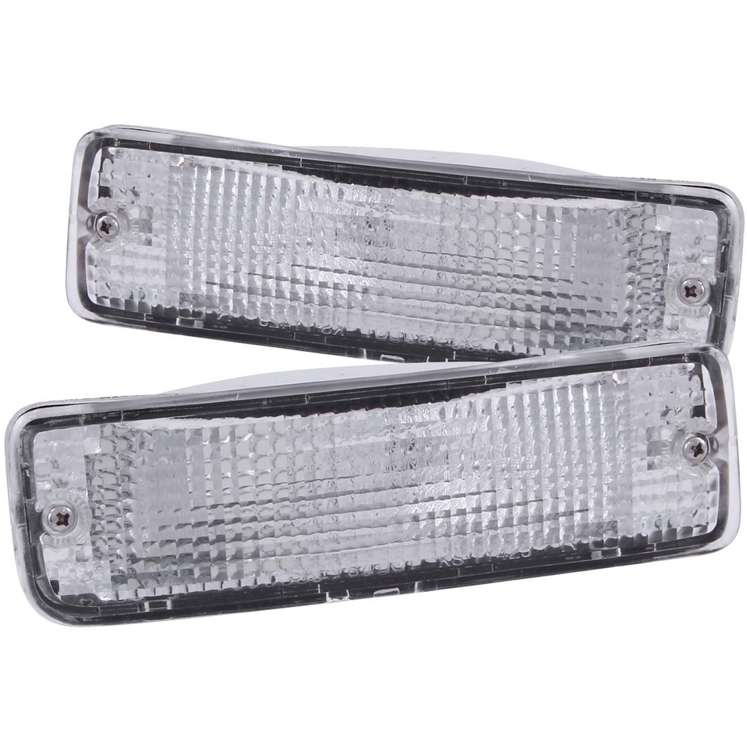 Anzo USA Parking/ Turn Signal Light Assembly, Euro, Clear Lens/ Chrome Housing with Amber Reflectors, Set of 2 – 511019