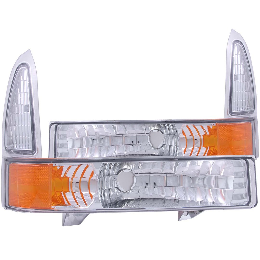 Anzo USA Parking/ Turn Signal Light Assembly, Euro, Clear Lens with Amber Reflectors, Set of 2 – 511039