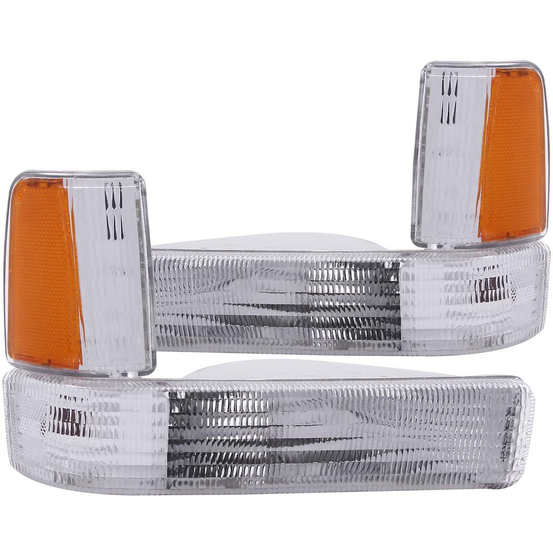Anzo USA Parking/ Turn Signal Light Assembly, Clear Lens/ Chrome Housing with Amber Reflectors, Set of 2 – 511047