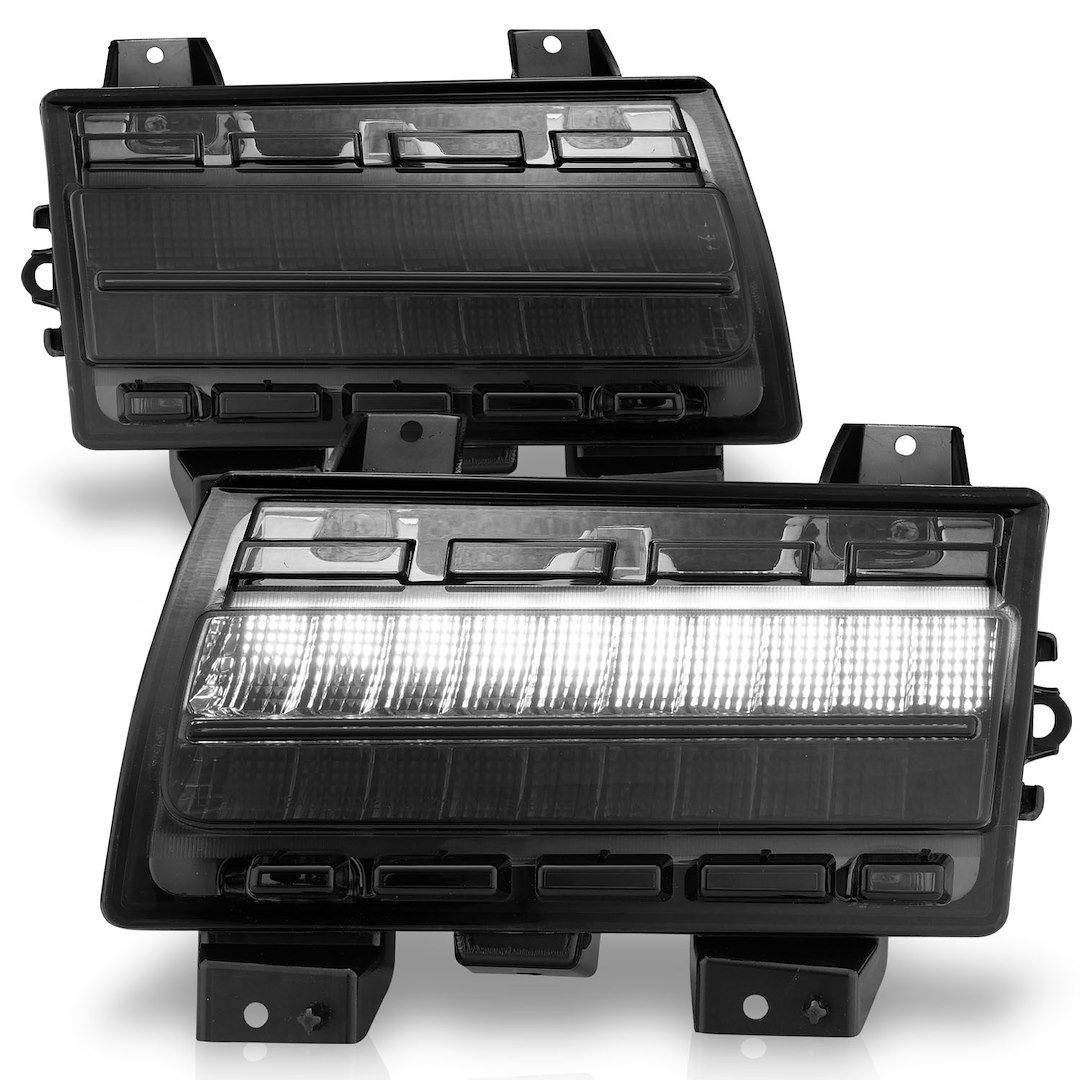 Anzo USA Side Marker Light – LED, Fender Mount, Smoke Lens, Chrome Trim, With Sequential Turn Signal, Set of 2 – 511087