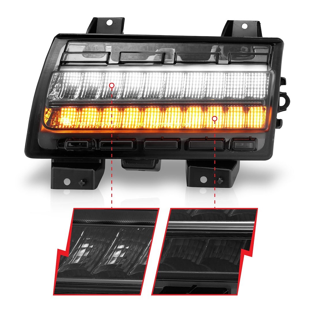 Anzo USA Side Marker Light – LED, Fender Mount, Smoke Lens, Chrome Trim, With Sequential Turn Signal, Set of 2 – 511087