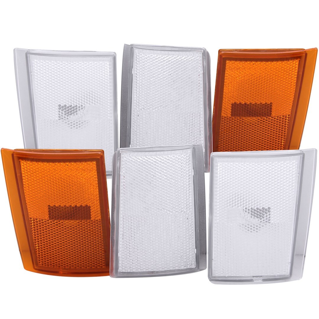 Anzo USA Corner Light Assembly, Crystal Clear, 4 Clear Lenses with 2 Amber Reflectors, Set of 6 – 521031