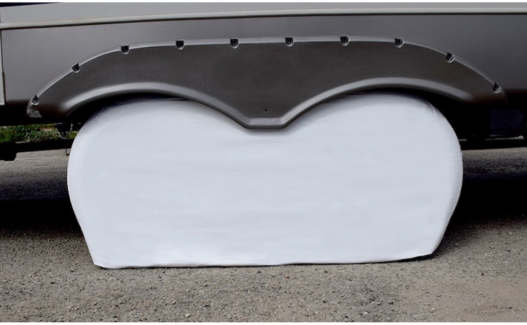Adco Tire Cover, Double Tire Cover, Fits 27 Inch to 29 Inch Diameter Tires, Slip on, Polar White, Vinyl, Single – 3923