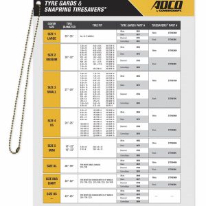 Adco Point of Purchase Display, Tyre Gard/Tire Cover Hanging Fit Chart – D0048