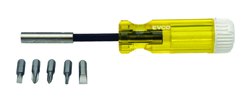 AP Products Screwdriver, 5 IN 1, 8 Inch, Aluminum Shaft, Yellow, With Magnetic Tip – 009-RVM5IN1AC