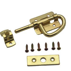 AP Products Bunk Latch, Used to Secure Fold Down Bunk Bed IN the Up or Down Position, Slide Bolt with Loop, Brass, With Flat Strike – 013-081