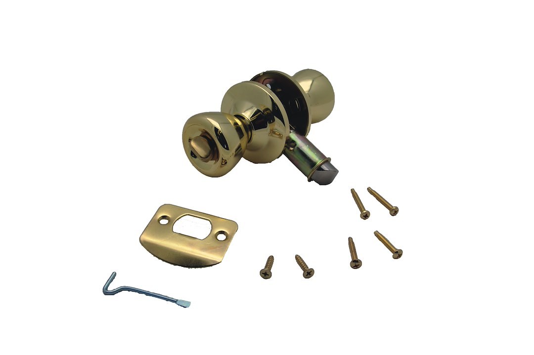 AP Products Entry Door Latch, Dead Bolt Type, Brass, Includes Mounting Screw, Polished, Suitable for Privacy Door – 013-202