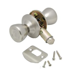 AP Products Entry Door Lock, Knob Type, Keyless Entry Handle, Used as Either 3/8 Inch or 2-3/4 Inch Backset, Stainless Steel Finish – 013-203-SS