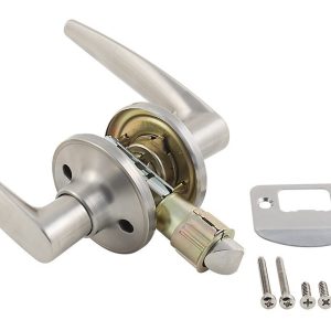 AP Products Entry Door Lock, Lever Type, Fits 2-3/8 Inch or 2-3/4 Inch Backsets, Fits Both Standard and Drive-IN Latches – 013-230-SS