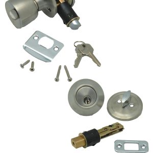 AP Products Entry Door Lock, Includes Both Standard and Drive-IN Bracket, Lever Type, With Dead Bolt, Keyed Entry Handle – 013-234-SS