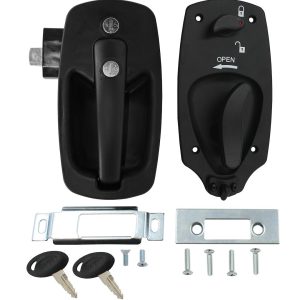 AP Products Entry Door Lock, Bauer, Replacement Euro Door Lock, Lever Type, With Deadbolt, With 2 Keys, Black, Powder Coated, With Hardware – 013-536