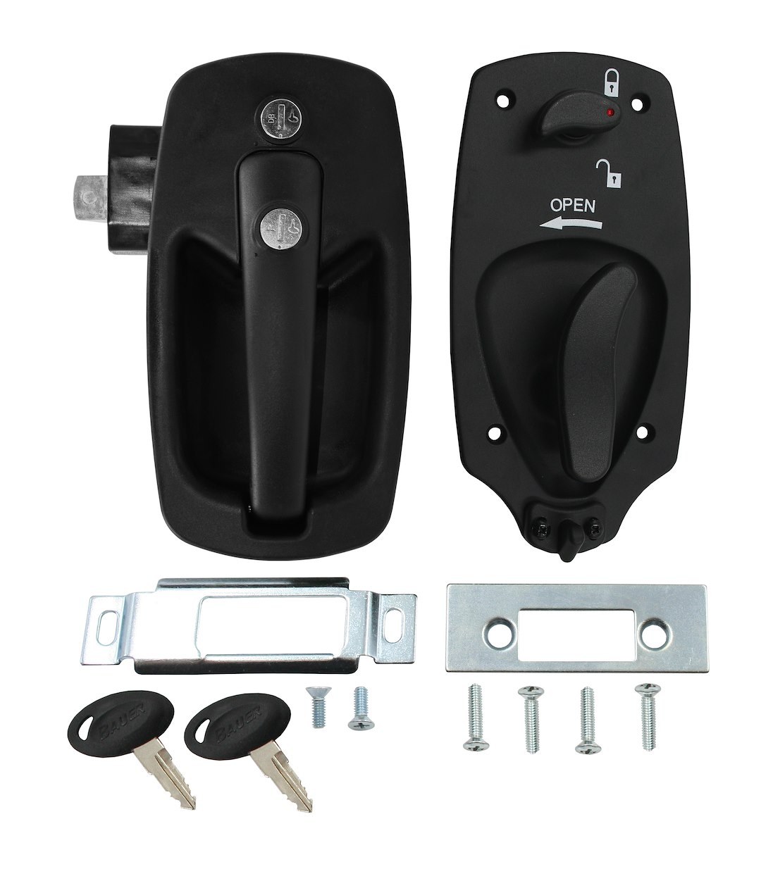 AP Products Entry Door Lock, Bauer, Replacement Euro Door Lock, Lever Type, With Deadbolt, With 2 Keys, Black, Powder Coated, With Hardware – 013-536