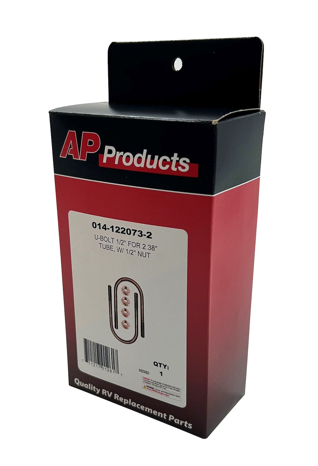 AP Products Leaf Spring Axle U Bolt Kit, 5.10 Inch Length, 2.38 Inch Width, 1/2 Inch – 20 Thread Size, Round – 014-122073-2