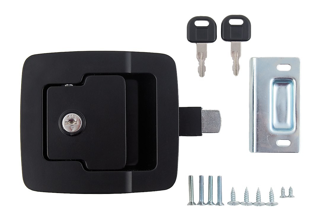 AP Products Access Door Latch, Baggage Door, Replacement for Existing Fastec Slam Latch, Paddle Handle, With 2 Keys, Black – 015-246219