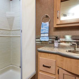 AP Products Shower Door, Retractable, 48 Inch Width X 64 Inch Height, With Integrated Handle, Translucent Screen and Powder Coated Frame – 015-3302