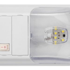 AP Products Interior Light, Brilliant Light ™, Single Ceiling Light, Clear Lens with LED Bulb, With White Frame and White Switch – 016-BL3002