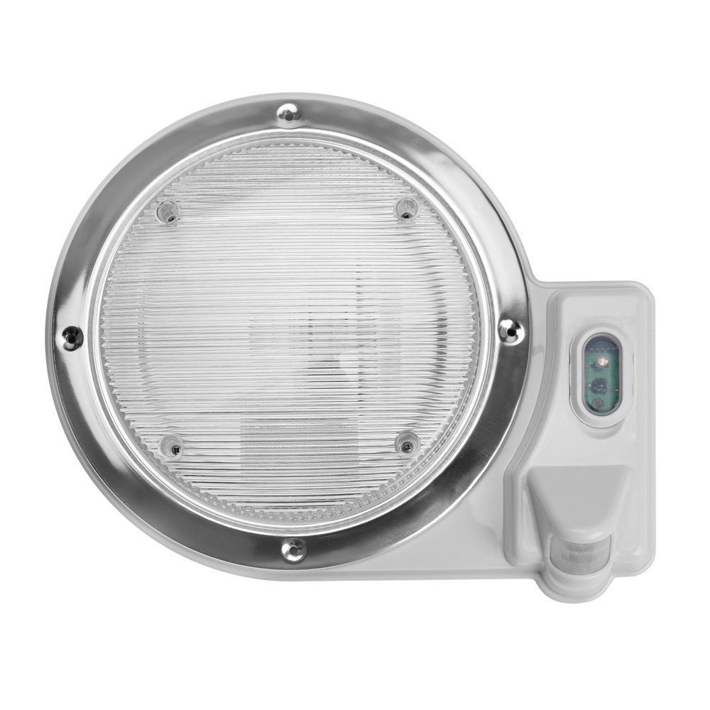 AP Products Porch Light, Starlights ™, 1156 Incandescent Bulb, Round, White, Reverse Polarity, With Motion Sensor – 016-SL2000