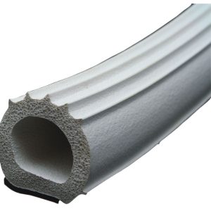 AP Products Door Window Channel Seal, Ribbed D Seal, Mounts with Red Hats Tape, 1 Inch Width X 1 Inch Height X 50 Foot Length, White Foam – 018-1097