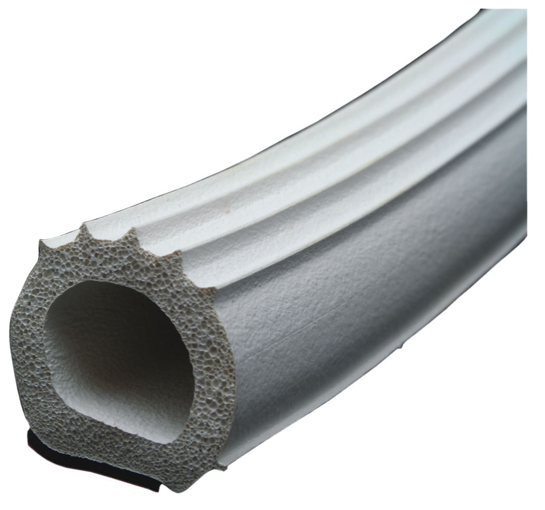 AP Products Door Window Channel Seal, Ribbed D Seal, Mounts with Red Hats Tape, 1 Inch Width X 1 Inch Height X 50 Foot Length, White Foam – 018-1097