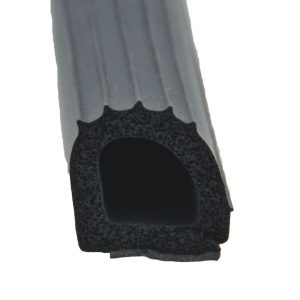 AP Products Door Window Channel Seal, Ribbed D Seal, Mounts with Red Hats Tape, 1 Inch Width X 1 Inch Height X 50 Foot Length, Black Foam – 018-206