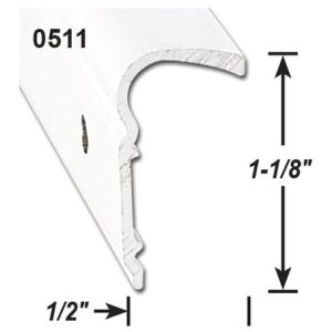 AP Products Trim Molding, Non-Insert Roof Rim Type, 1-1/8 Inch Height X 1/2 Inch Width X 16 Foot Length, Polar White, Aluminum, Single – 021-51101-16