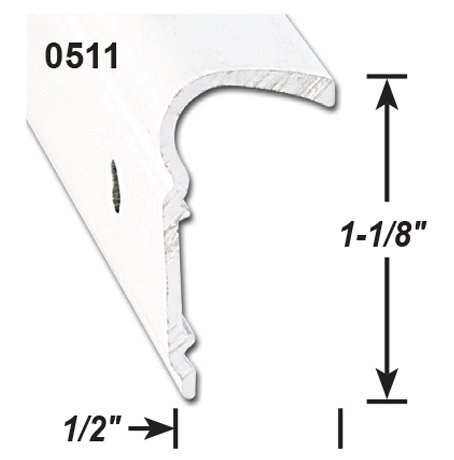 AP Products Trim Molding, Non-Insert Roof Rim Type, 1-1/8 Inch Height X 1/2 Inch Width X 8 Foot Length, Polar White, Aluminum, Single – 021-51101-8
