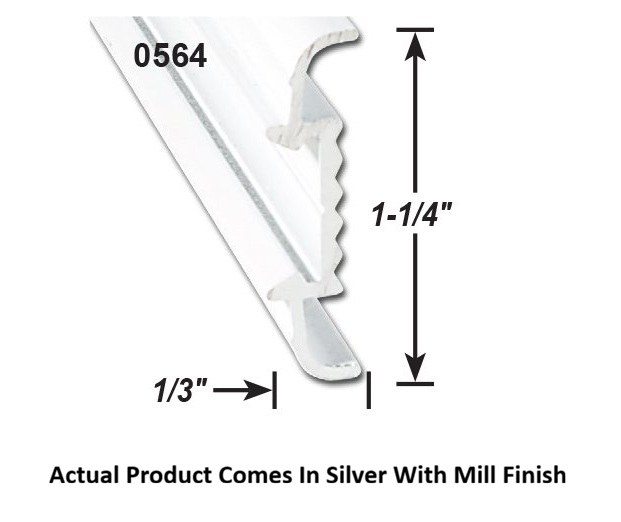 AP Products Trim Molding, Insert Molding Trim Type, 1-1/4 Inch Thickness X 1/3 Inch Width X 8 Foot Length, Silver with Mill Finish – 021-56403-8