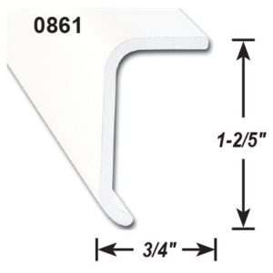 AP Products Trim Molding, Long Leg Non Insert Trim Type, 1-2/5 Inch Height X 3/4 Inch Width X 16 Foot Length, Polar White, Aluminum – 021-86101-16