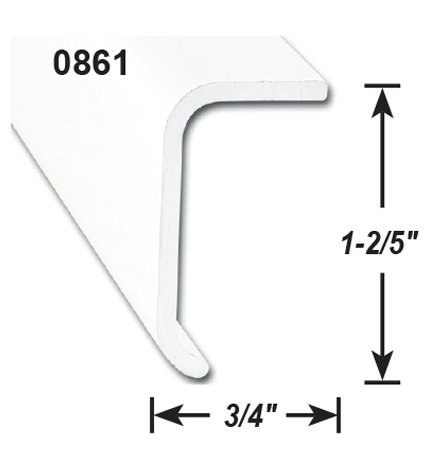 AP Products Trim Molding, Long Leg Non Insert Trim Type, 1-2/5 Inch Height X 3/4 Inch Width X 8 Foot Length, Polar White, Aluminum – 021-86101-8