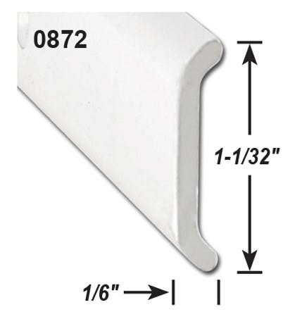 AP Products Trim Molding, Non-Insert Flat Trim Type, 1-1/32 Inch Height X 1/6 Inch Width X 8 Foot Length, Polar White, Aluminum – 021-87201-8
