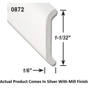 AP Products Trim Molding, Non-Insert Flat Trim Type, 1-1/32 Inch Thickness X 1/6 Inch Width X 8 Foot Length, Silver with Mill Finish – 021-87203-8