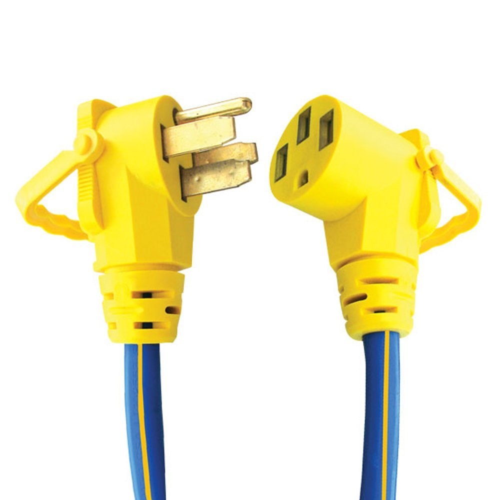 AP Products Power Cord, Pro Series, Power Supply Cord, 50 Amp Plug and 50 Amp Receptacle, 6/3-8/1 Gauge, 15 Foot Length, Blue/ Yellow – 16-00510