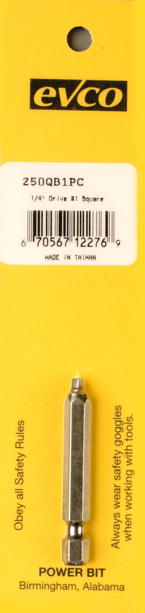 AP Products Screw Bit, #1 Point Size/ 1/4 Inch X 3 Inch Bit Size, Square Recess Power Bit, Carded – 009-250QB1P3C