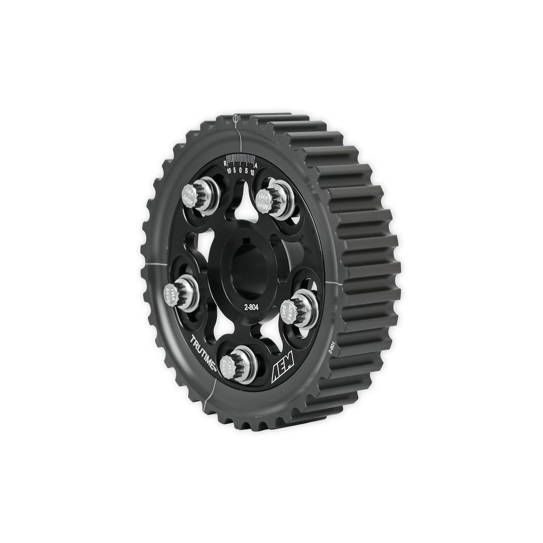 Aem Electron Camshaft Timing Gear, Tru-Time, Honda D16Y7/D16Y8 Engines, 5 Bolt, Adjustable, Black, Aluminum – 23-804BK