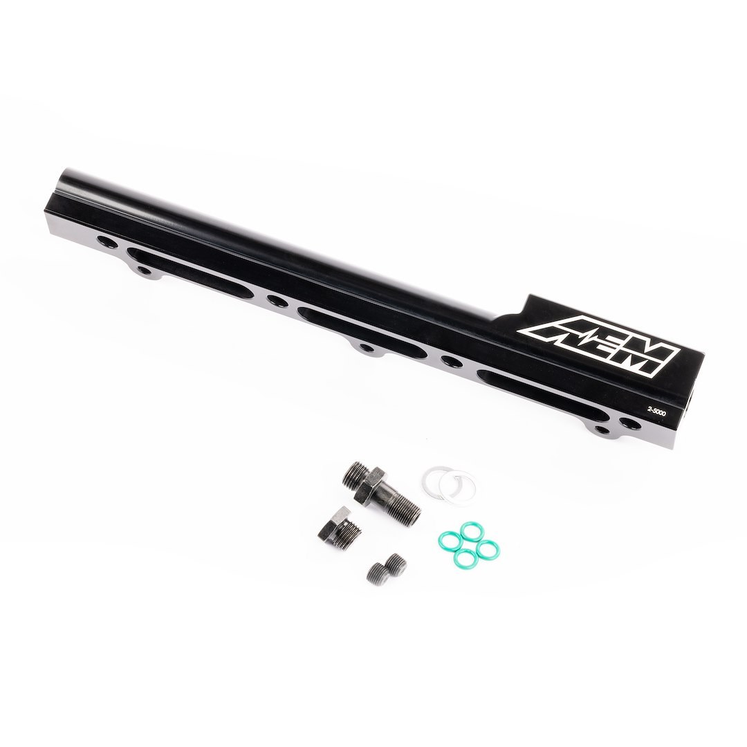 Aem Electron Fuel Injector Rail, High Volume, Anodized, Black, Aluminum, 1/2 Inch Bore Diameter, 9/16-18 Inch Threads, Single – 25-100BK