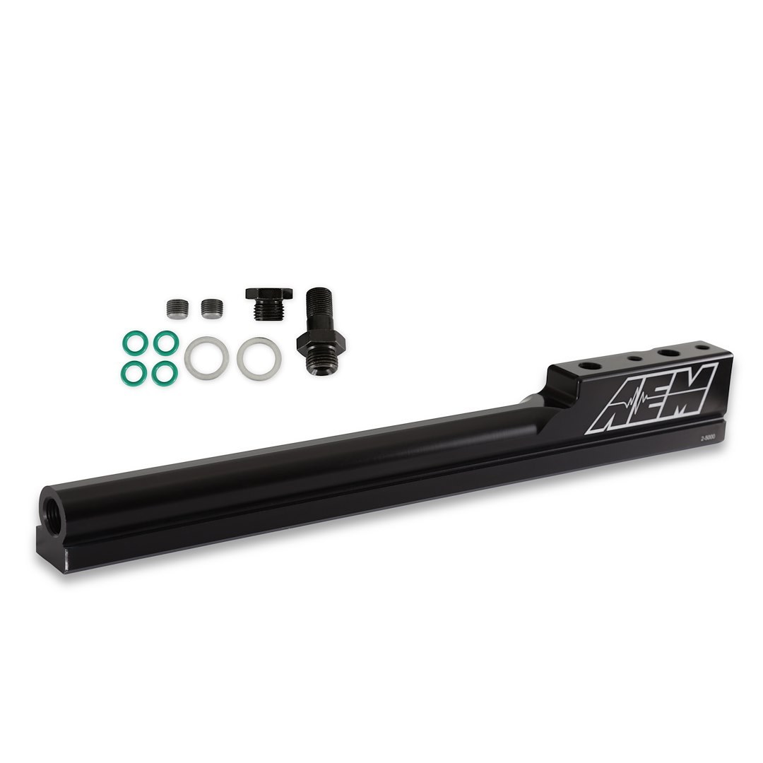 Aem Electron Fuel Injector Rail, High Volume, Anodized, Black, Aluminum, 1/2 Inch Bore Diameter, 9/16-18 Inch Threads, Single – 25-100BK