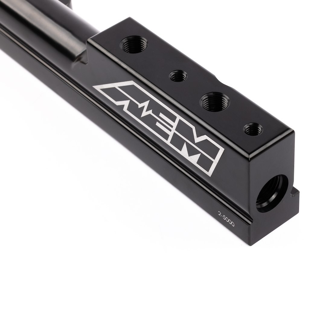 Aem Electron Fuel Injector Rail, High Volume, Anodized, Black, Aluminum, 1/2 Inch Bore Diameter, 9/16-18 Inch Threads, Single – 25-100BK