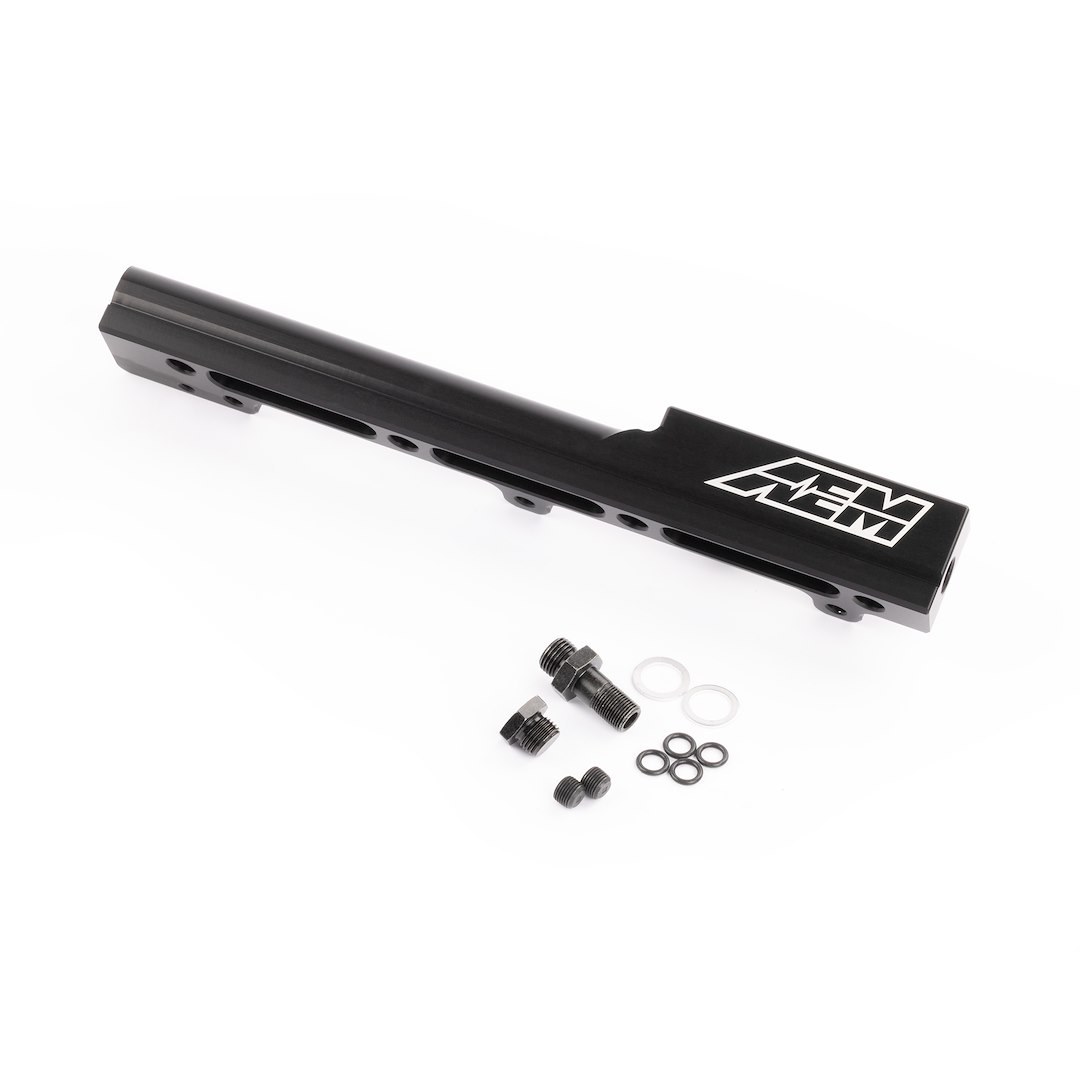 Aem Electron Fuel Injector Rail, High Volume, Anodized, Black, Aluminum, 1/2 Inch Bore Diameter, 9/16-18 Inch Threads, Single – 25-103BK