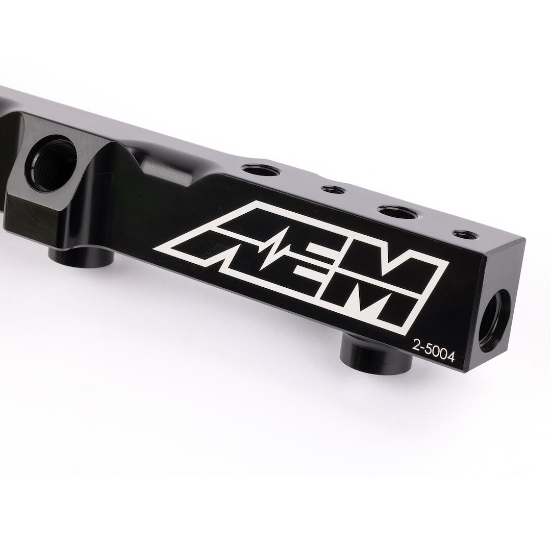 Aem Electron Fuel Injector Rail, High Volume, Anodized, Black, Aluminum, 1/2 Inch Bore Diameter, 9/16-18 Inch Threads, Single – 25-104BK