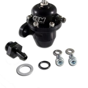 Aem Electron Fuel Pressure Regulator, 20-60 PSI, -6 AN Inlet/Stock Outlet, Gasoline, Anodized, Aluminum, With Regulator/ Fittings – 25-300BK