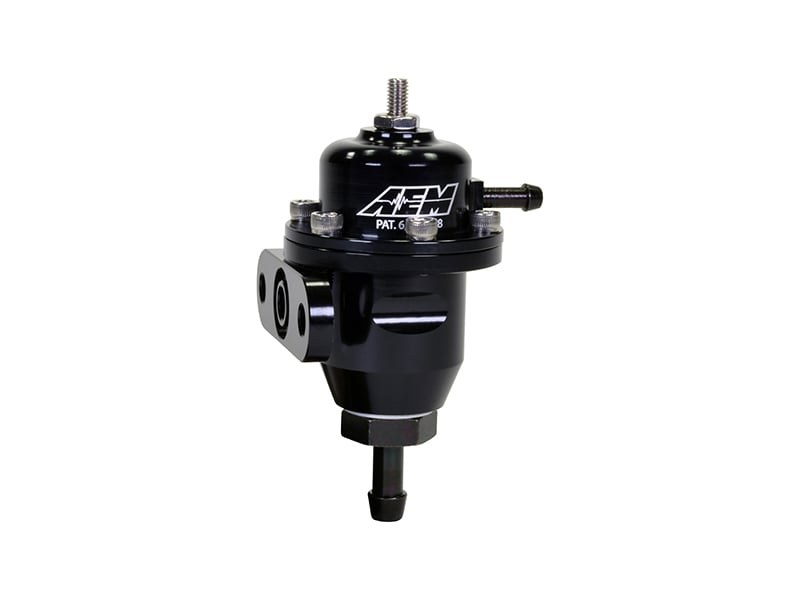 Aem Electron Fuel Pressure Regulator, 20-60 PSI, -6 AN Inlet/Stock Outlet, Gasoline, Anodized, Aluminum, With Regulator/ Fittings – 25-300BK