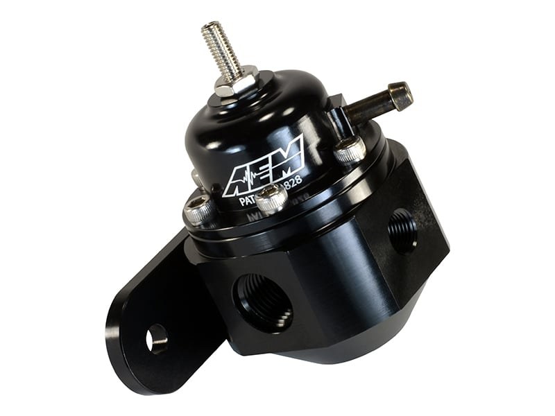 Aem Electron Fuel Pressure Regulator, 20-150 PSI, -6 AN Inlet/Stock Outlet, Gasoline, Anodized, Aluminum, With Regulator/ Fittings – 25-302BK