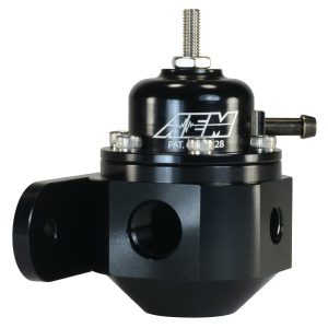 Aem Electron Fuel Pressure Regulator, 20-150 PSI, -6 AN Inlet/Stock Outlet, Gasoline, Anodized, Aluminum, With Regulator/ Fittings – 25-302BK