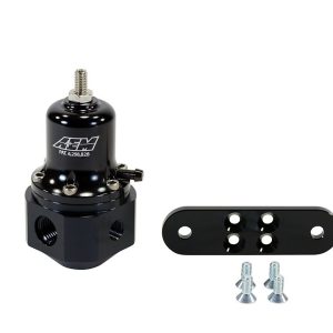 Aem Electron Fuel Pressure Regulator, 40-130 PSI, -6 AN Inlet/Stock Outlet, Gasoline, Billet, Aluminum – 25-305BK