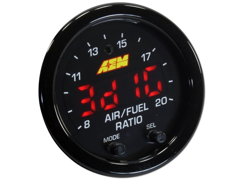 Aem Electron Gauge Air/ Fuel Ratio, X Series, Round, IN Dash 2-1/16 Inch, Gasoline, 8 to 20 Range, Digital Display – 30-0300