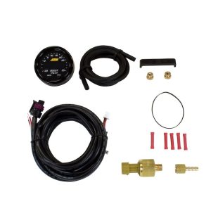 Aem Electron Gauge Boost, X Series, 2-1/16 Inch, Electrical, -30 to 35 PSI, Digital Display, With Black Bezels/ Black Faceplates, LED – 30-0306